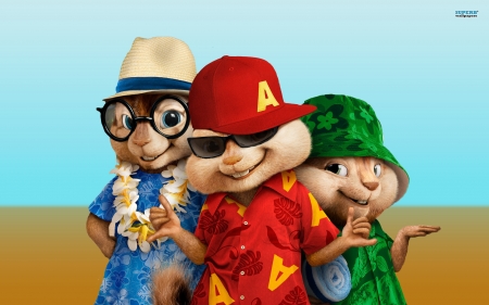 Alvin and the Chipmunks: Chipwrecked (2011) - veverita, squirrel, movie, hat, alvin and the chipmunks, poster, chipwrecked, red, animal, cute