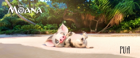 Moana (2016) - beach, movie, disney, summer, piglet, poster, pua