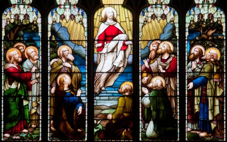 Ascension of Christ - christ, apostles, ascension, jesus, stained glass