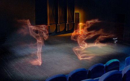 Ghost dancing - ghost, blue, fire, red, flame, dance, shadow