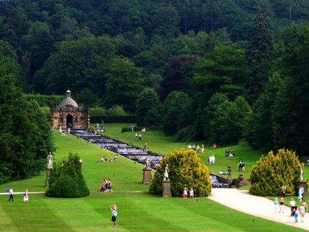 the cascades at chatsworth  derbyshire - nature, park, garden, grass