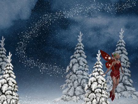 Christmas Snow Fairy - fairy, christmas, snow