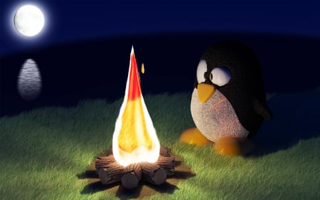 Tux Camping - abstract, funny, 3d