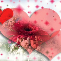 red hearts with flowers