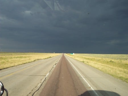 Driving into the storm - wyoming, storm