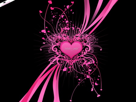 Valentine's Splash - hearts, abstract, pink, 3d