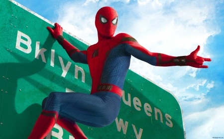 Spider-Man: Homecoming (2017) - movie, red, blue, comics, spider-man, fantasy, poster