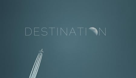 Destination - white, moon, blue, luna, airplane, destination