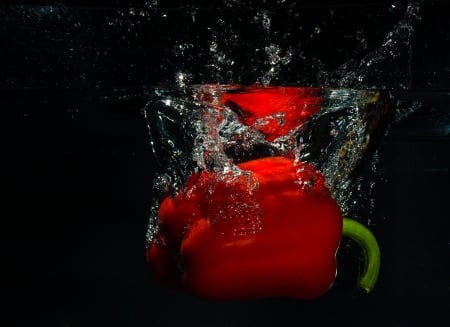 Still Life - fresh, red, water, black, pepper