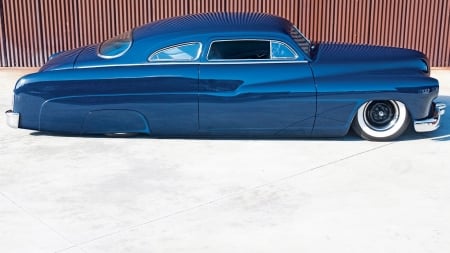 Lowrider Beauty - car, blue, vintage, whitewalls