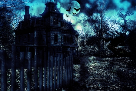 House of Ruin - bats, haunted, darkness, ruin, halloween, photoshop, twilight, horror, house, spooky