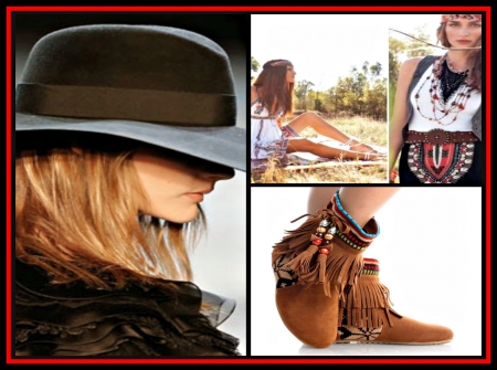 Boho Women - woman, jewelry, models, female, people, hair, hats, makeup, pretty, beautiful, shoes