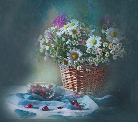 ♥ - abstract, flowers, basket, photography