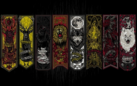 game of thrones - game, kingoms, banner, thrones