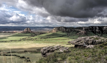 cloudy sky - fun, nature, cloudy sky, field, cool, mountain