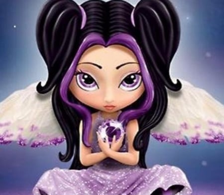 Purple And Black Fairy - purple, fantasy, black, abstract, eyes