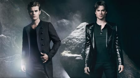 The Vampire Diaries (TV Series 2009–2017) - actor, salvatore, man, stefan, tv sereis, the vampire diaries, Ian Somerhalder, couple, Paul Wesley, damon