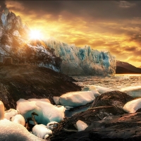 Sunset at Great Glacier in Patagonia, Argintina