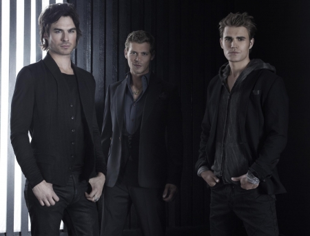 The Vampire Diaries (TV Series 2009â€“2017) - paul wesley, tv series, the vampire diaries, black, fantasy, ian somerhalder, jospeh morgan, man, actor