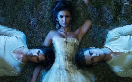 The Vampire Diaries (TV Series 2009–2017) - actor, Nina Dobrev, tv series, girl, man, actress, fantasy, the vampire diaries, Ian Somerhalder, Paul Wesley