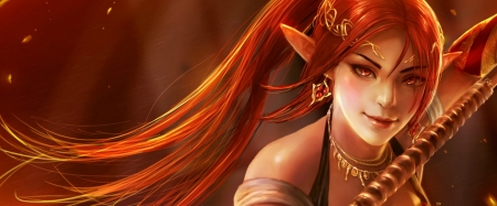 Elf girl - elf, fantasy, redhead, girl, luminos