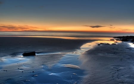 Golden Horizon at the Beach - horizon, nature, sky, beach, clouds, sea