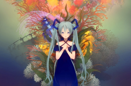 Hatsune Miku - vocaloid, yellow, anime, blue, manga, art, singer, hatsune miku, green