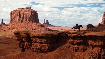 lone rider - horse, mountain, cowboy, canyon