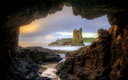 Cathedral Rocks, New South Wales - sunset, ocean, rocks, australia