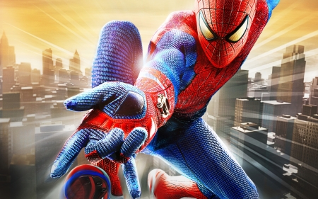 The Amazing Spider-Man (2012) - movie, red, blue, hand, fantasy, poster, the amazing spider-man