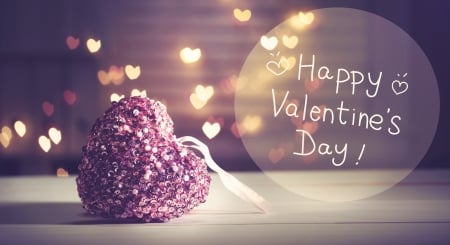 Happy Valentine's Day! - purple, heart, light, card, valentine