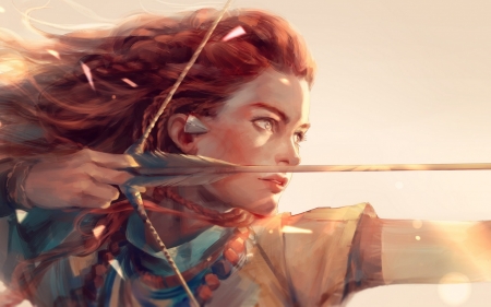 Archer - fantasy, hage, redhead, archer, girl, horizon zero dawn, art