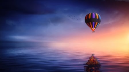 Early Morning  Balloon Ride - hot air balloon, Firefox Persona theme, sunset, sunrise, sky