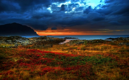 Seascape Twilight - nature, sky, clouds, seascape, twilight