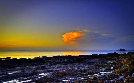 Spectacular View at Seashore - nature, sky, clouds, shore, sea