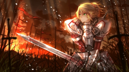 Anime Warrior - Warrior, girl, art, Anime