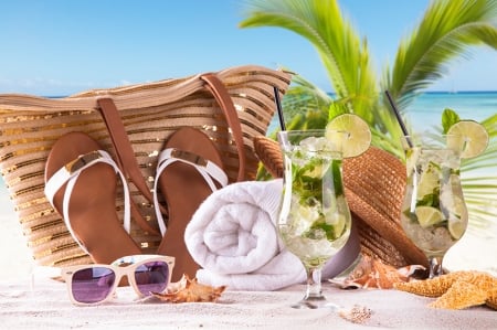 Summer vacation - Sand, Bag, Le, Cocktail, Eyeglasses, Beach, Sea, Lime