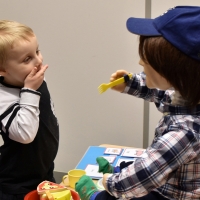 Humanoid robot with child