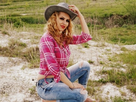 Trail Mix. . - style, girls, western, women, models, hats, ranch, outdoors, cowgirl, fun, female, blondes, fashion