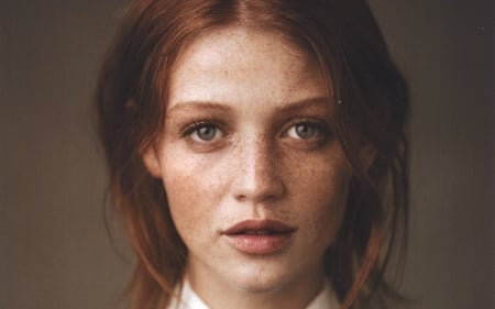 Redhead with freckles - women, Redhead, model, with freckles