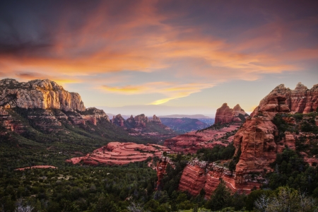 Sedona Canyons - sky, landscape, clouds, desert, sunset, mountains