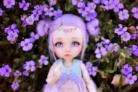 Little doll - purple, little, flower, toy, doll