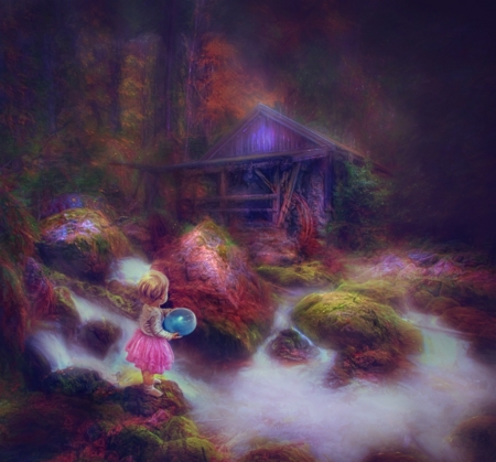 That house from the stories - girl, water, thegirlcansmile, summer, child, ball, copil, fantasy, pink, luminos, house, little