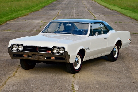 1966-Oldsmobile-442-W30 - white, classic, 1966, gm