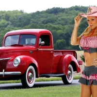Cowgirl Carrie LaChance and a 1941 Ford Pickup