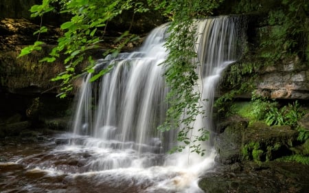 West Burton Falls, England - england, nature, waterfall, rocks