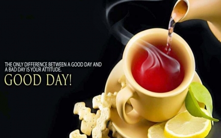 good day - tea, saucer, lemon, cup