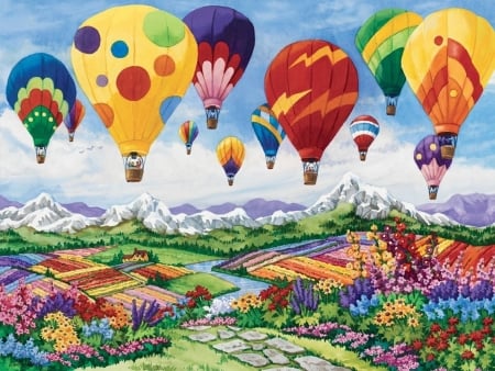 Balloons - nature, balloons, air, landscape