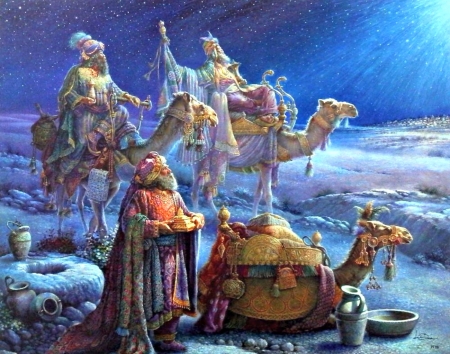 And The Wise Men Came - camels, abstract, wise, men