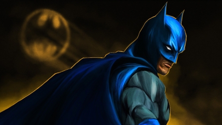 Batman - batman, art, mask, luminos, comics, blue, fantasy